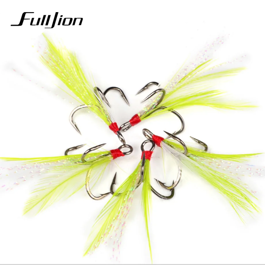 Fulljion 10 шт./лот красочные рыболовные крючки из высокоуглеродистой стали рыболовные крючки с пером для ловли карпа размер 2#4#6#8#10 - Цвет: 03