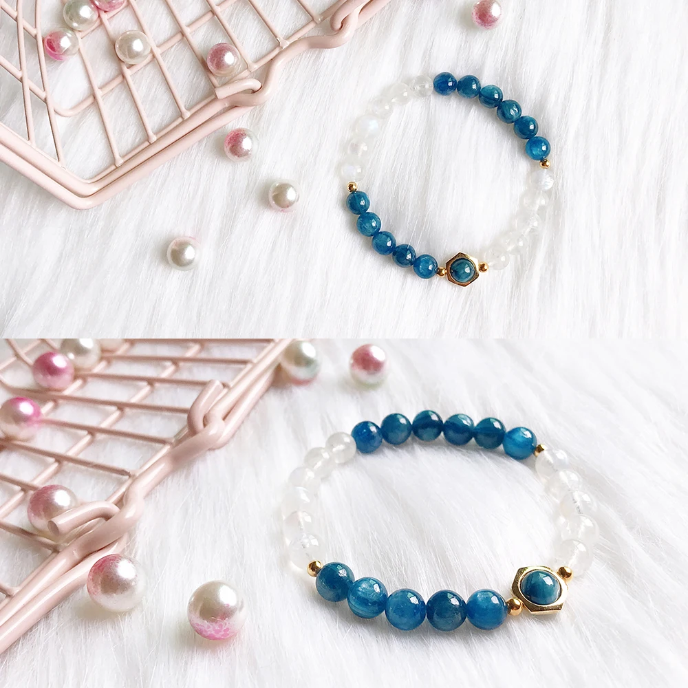 

Customizable original crystal bracelet white moonlight blue crystal simple and fresh gift charm girl blue crystal