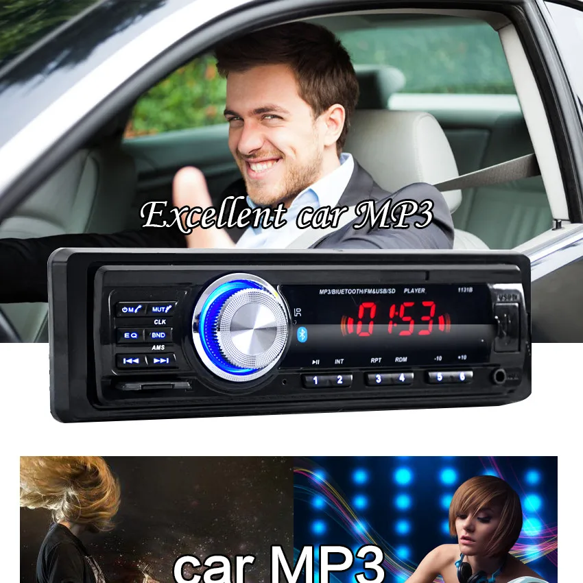 12 V автомобильное аудио-Радио Стерео FM Bluetooth V2.0 поддержкой USB, SD карт памяти, Mp3 плейер AUX микрофон Hands-free с дистанционным управлением Управление Hands-free звонков Функция
