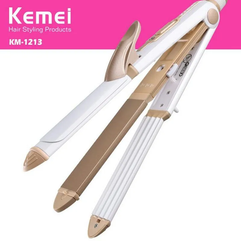 

3 In 1 Professionals Tourmaline Ceramic Hair Straightener , straightening corrugated Iron,Hair Curler Styling Tools KM1213