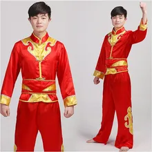 Cheap Chinese Drum wear folk dance costumes male fan yangko dance modern dance special stage performance costumes Cheap Chinese Drum wear folk dance costumes male fan yangko dance modern dance special stage performance costumes
