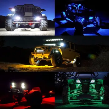 

2 inch 8 Pods RGB LED Rock Lights with Bluetooth Controller Remote Multicolor Neon LED Lights Kit for Timing Music Mode Flashing