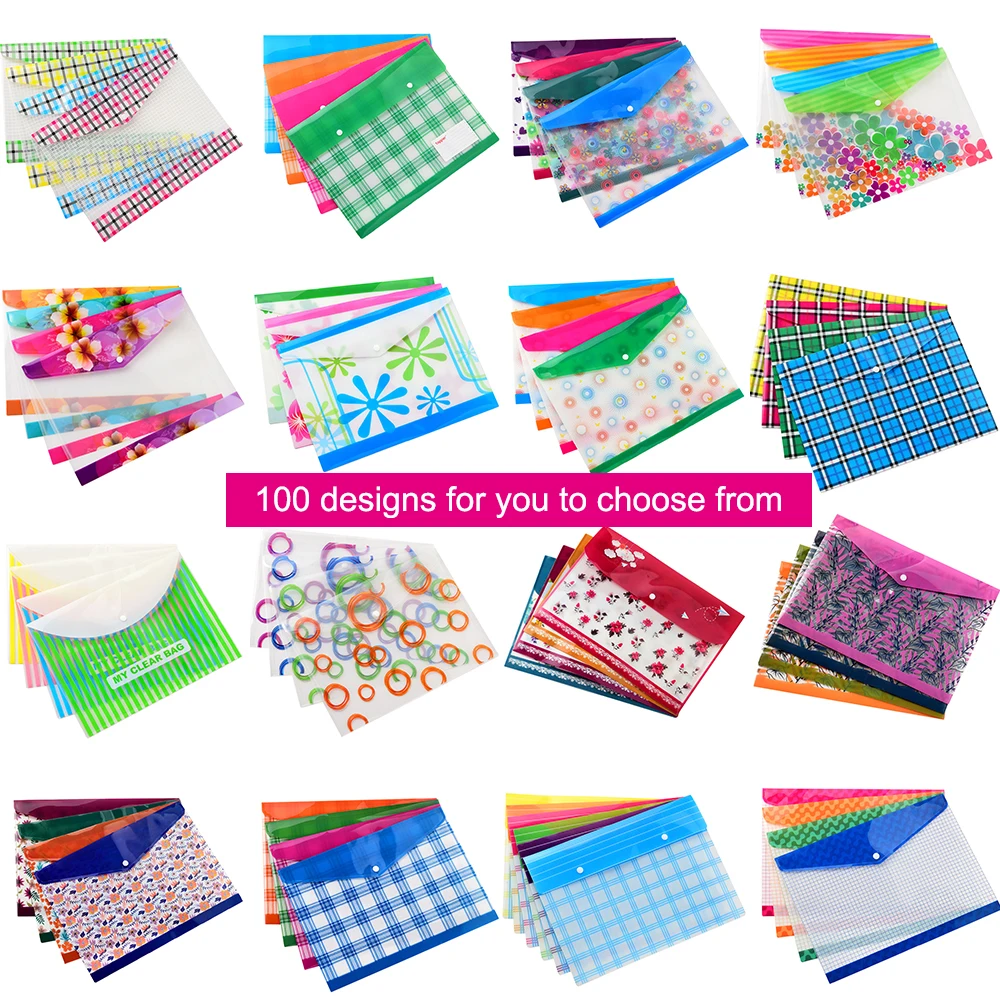 

12pcs/set a4 file folde transparent plastic folders A5 document bag Office folder bag Filing Products School Supplies