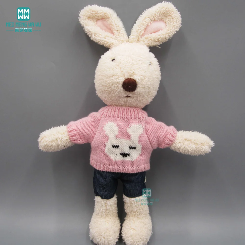 

30cm doll clothes for 1/6 BJD Doll rabbit Cat Bear Plush Pink sweater + denim shorts