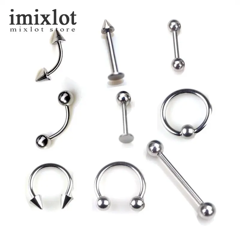 Details about   10PCS Stainless Steel Eyebrow Nose Lip Ear Ring Tragus Earring Tongue piercing 