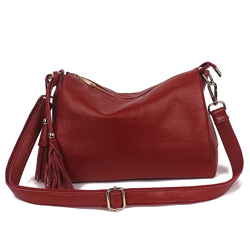 Fashion concise free casual messenger bags Quality Italian soft calfskin delicate fringe decorated women's crossbody bags