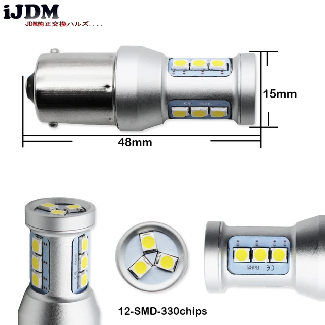 iJDM CANbus Error Free 1200 Lumens HID White 1156 7506 S25 LED Bulbs for Volkswagen MK6 Jetta Daytime Running Lights,6000K 12V 3