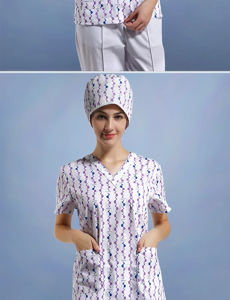 Униформа медсестры женщины скрабы костюм больницы медицинская хирургическая одежда платья наряд с коротким рукавом доктор красоты Стоматологическая лабораторная одежда