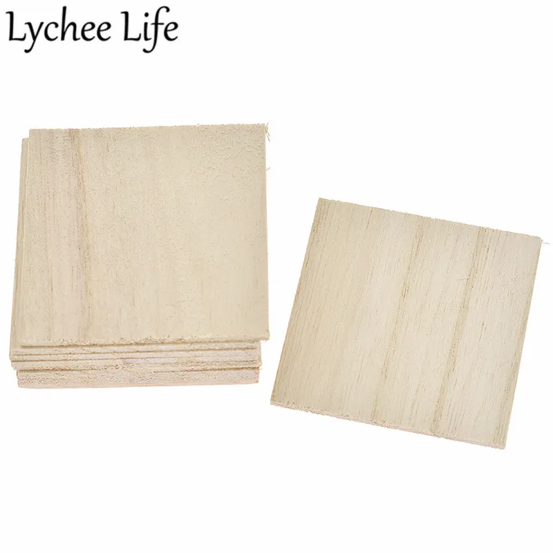 

Lychee Life 10pcs Wooden Plate Model Candlenut Square 6x6cm Plank Modern Home DIY Handmade Wooden Craft Supplies Accessories