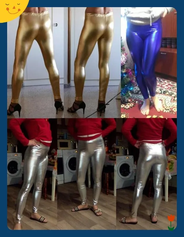 legging YGYEEG Skinny Leggings Gold Silver Metallic Shiny Laser Leather Black Pants Women Candy Color High Waist Elastic Pencil Bottom workout leggings