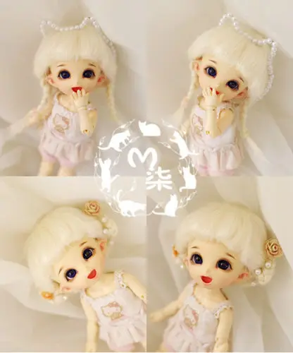 5-6/" 14cm BJD fabric fur wig Grey short hair for AE PukiFee lati 1//8 Doll