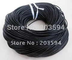 

wholesale 15% off 100 meter black real round leather jewelry cord 2mm