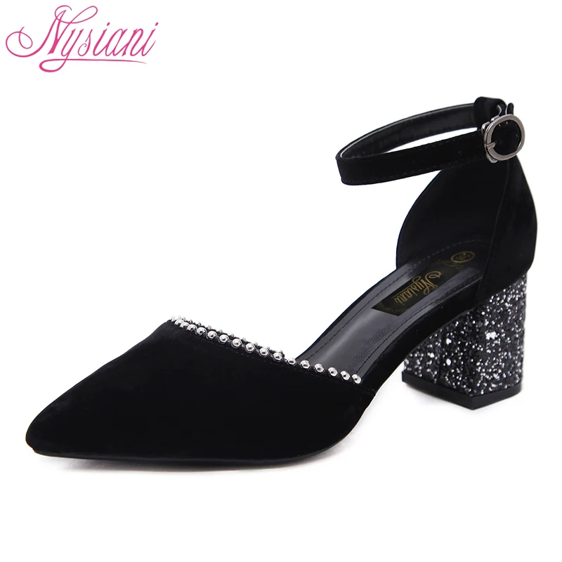 Ladies Buckle Strap High Heels Sandals For Women String Bead Pointed