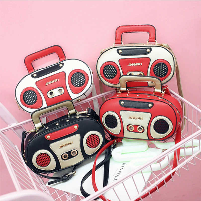 Najtaniej Retro radio kobiet torba nowy Pu skóra Rock kobiet kobiet torba na ramię Harajuku torba na telefon komórkowy torba podróżna