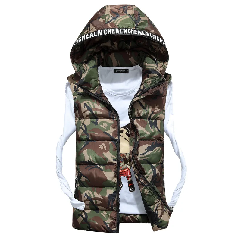 

Rlyaeiz 2018 Casual Men's Vest Autumn Winter Jacket Sleeveless Camouflage Male Vests Slim Fit Waistcoat casaco masculino inverno