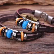 G65 из 2 предметов Surfer из натуральной кожи смесовая древесина камень бисер браслет наручная повязка наручник s