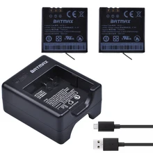 2Pcs 1400mAh Xiaomi Yi 4K II Replacement Batteries AZ16-1 Batteries +USB Dual Charger for XiaoYi 4K 2 Action Sports Cameras