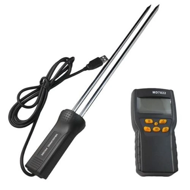 LCD Digital Grain Moisture Meter Humidity Temperature Tester 2%-30% Contains Wheat Corn Rice Moisture Measure Tools MD7822 digital multi grain moisture meter tester rice wheat rye peas corn oat 6 30% tk25g