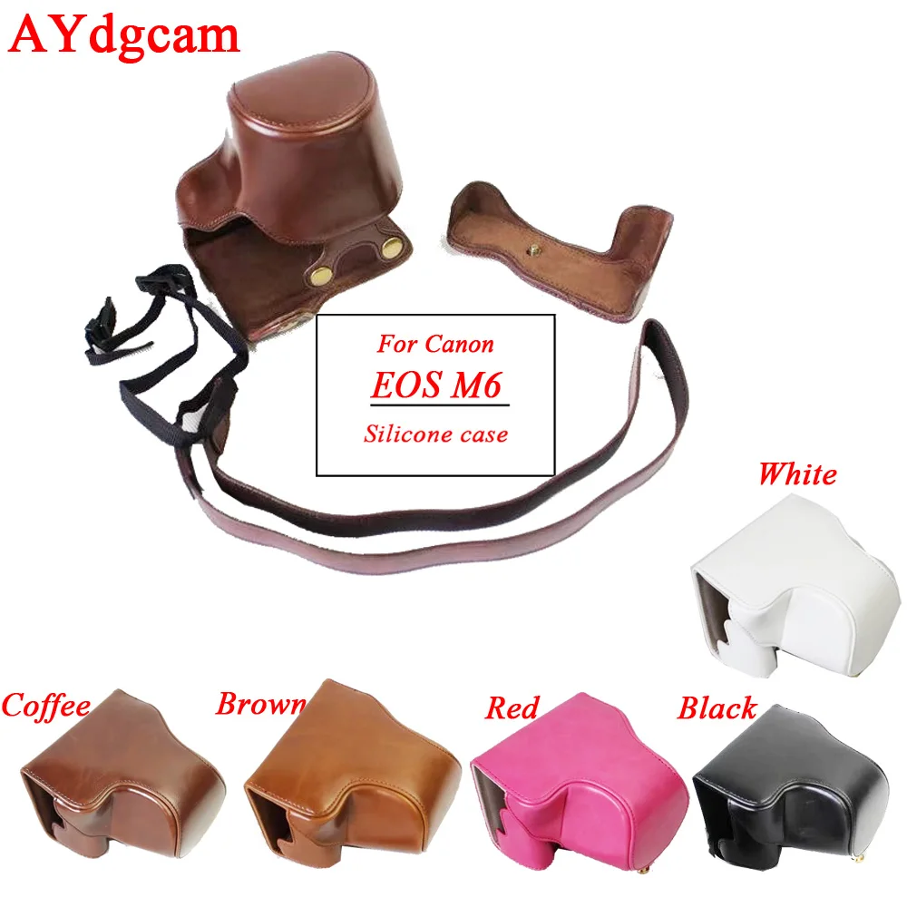 New Pu Leather Camera case for Canon EOS M6 EOSM6 EOSM 6 15 45mm Lens