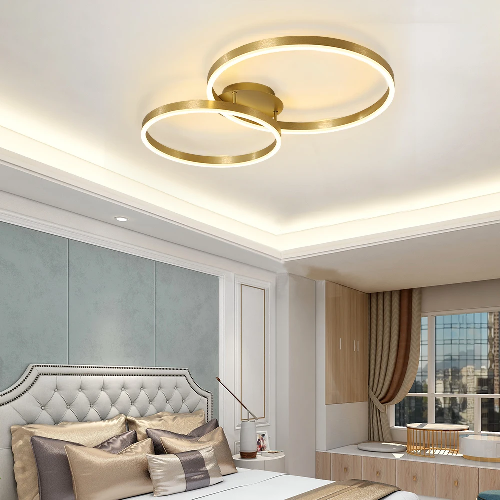 LED Deckenleuchte Moderne Wohnzimmer Lampe Golden Kreative Ring