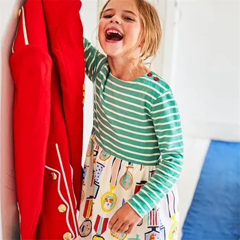 

Brand Autumn baby girl Dress Kids Clothes Vestido Princesa Character Children long sleeve Clothing striped fashion girl dress