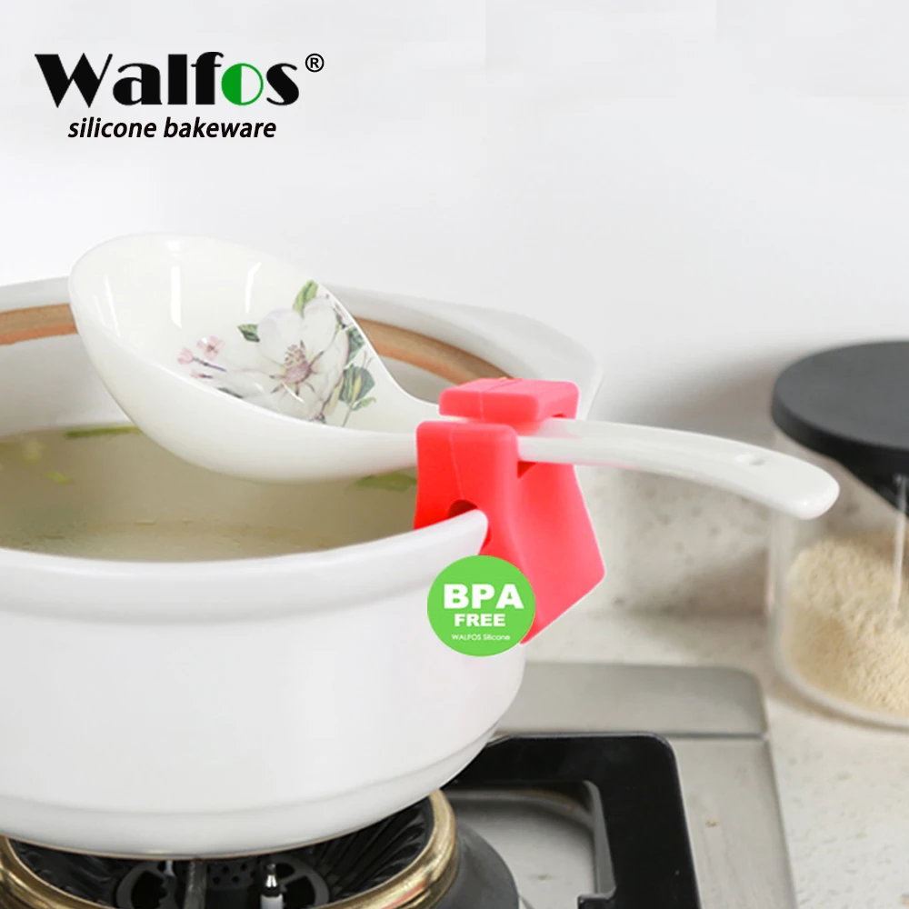 

WALFOS Pot Spoon Holder Food Grade Silicone Pan Clip Spatula Holder Rest Clip Heat Resistance Pan Bracket Clips