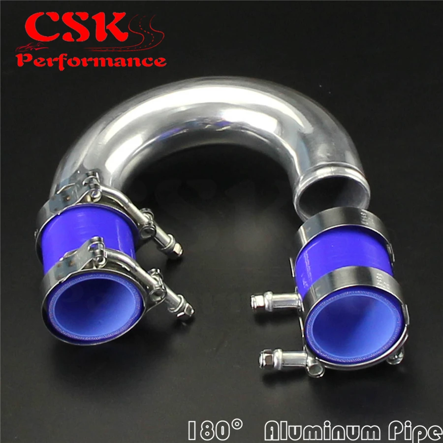 

60mm 2.36" 180 degree Aluminum Turbo Intercooler tube Pipe + silicon hose+T bolt clamps