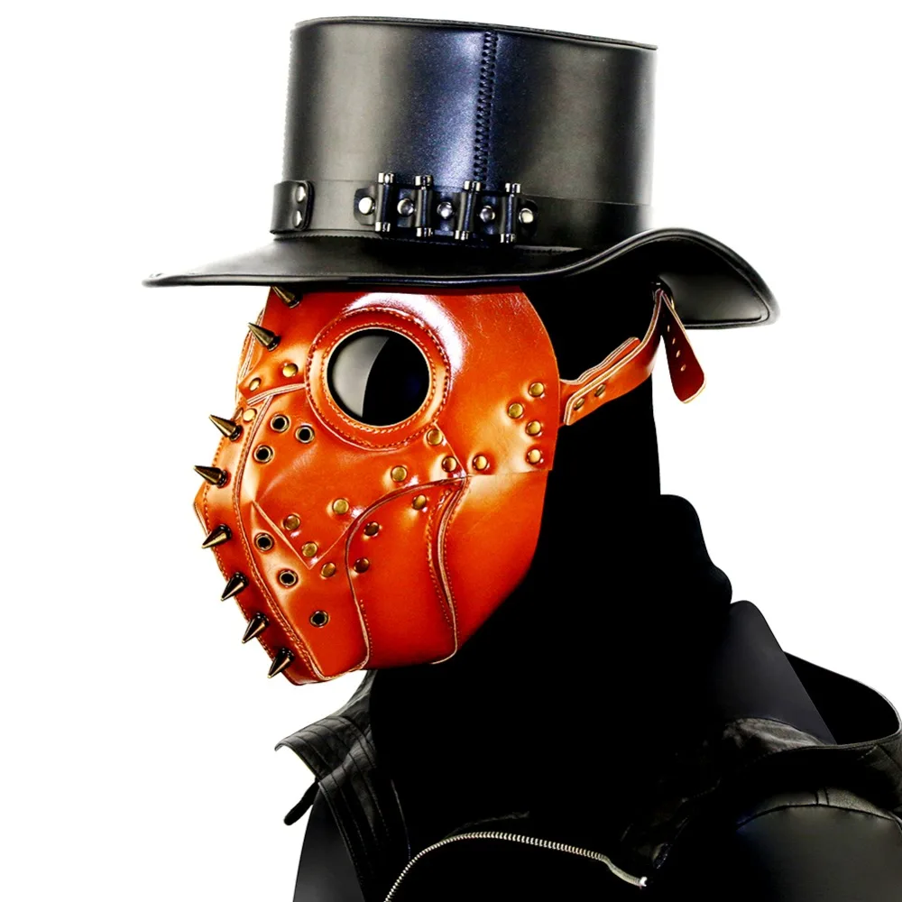 

GEARDUKE Devil Grimace Mask Cosplay Steampunk Plague Mask Halloween Unisex Costume Theater Prop Hot New Brown PU Masks