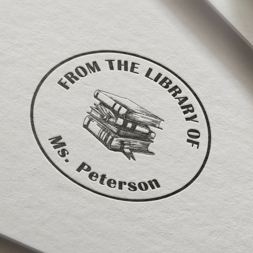 

Library Stamp personalized custom name stamp self inking From the Library Of , This Book Belongs To, Back to School- 40mm