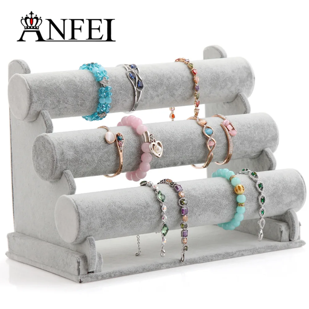 

ANFEI 13 Differents Bracelet Display Style With High Quality Plush &Jute Material Bangle Bracelet Display Stand Holder
