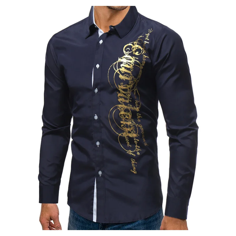2018 новый модный бренд Для мужчин рубашка платье с принтом короткий рукав Slim Fit Camisa
