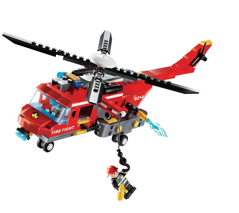 

Classic City Fire Helicopter Model Building Blocks Educational Toys Bricks Best Gift For Children
