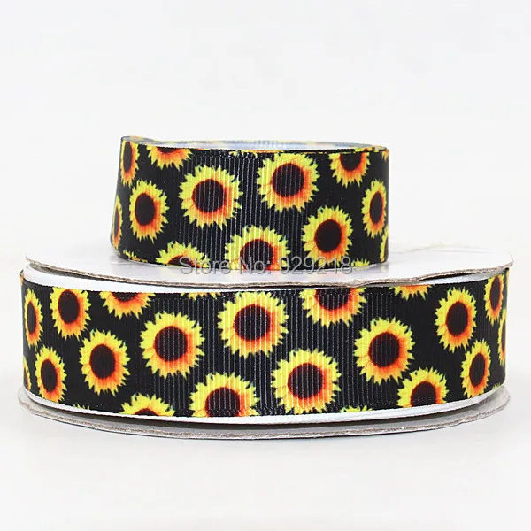 

wm 10 yards lot 7/8inch 22mm 150408007 sunflower design printed grosgrain ribbon