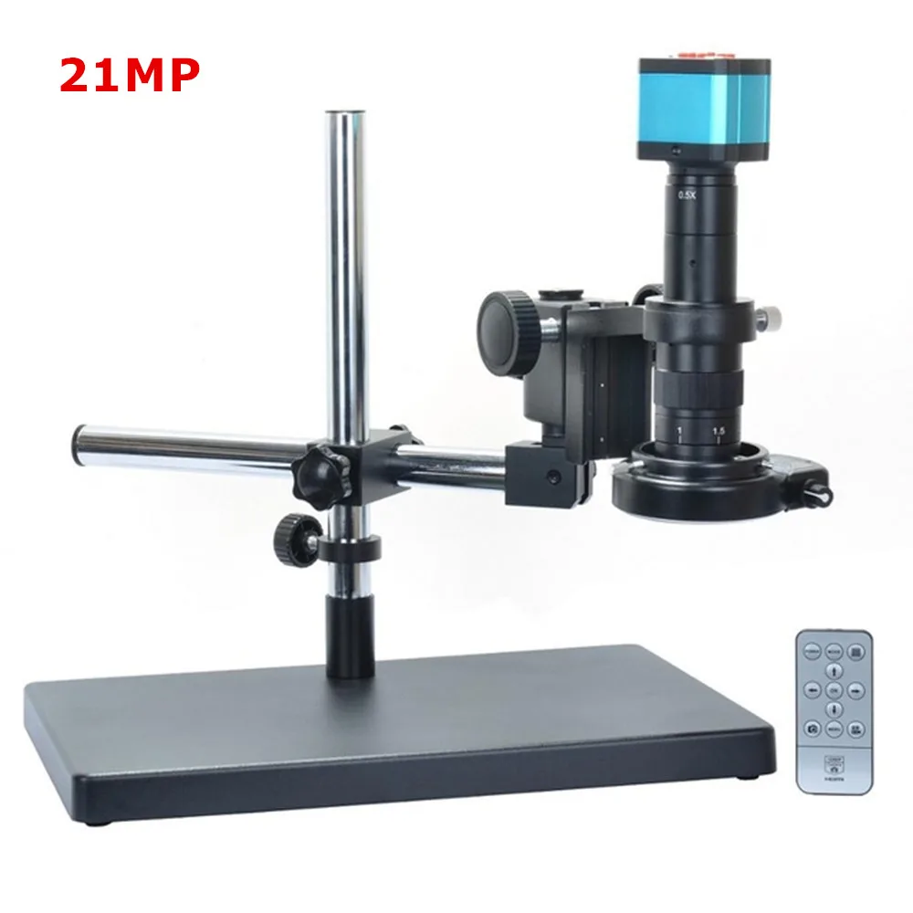 

21MP HDMI USB Digital Industry Video Solder Microscope Camera Big Boom Stand Universal bracket 180X C-MOUNT Lens 144 LED Light