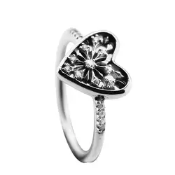 Аутентичные 925 пробы Серебряное сердце зимы кольца с Ясно CZ для женщин DIY ювелирные украшения SR145