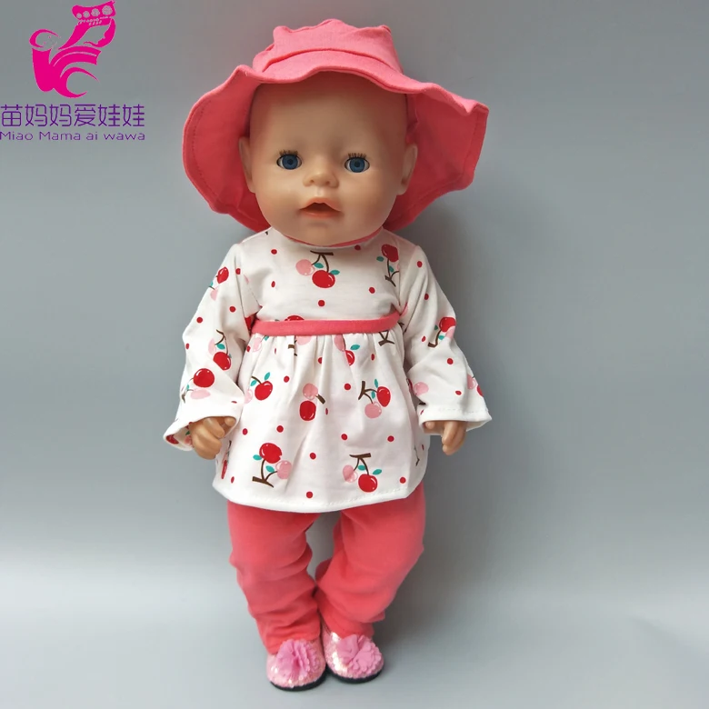 Clothes for doll fits 43cm Baby Born doll clothes girl dress hat and