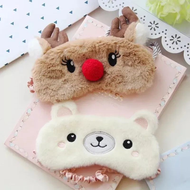 

Plush Animal Eye Cover Sleeping Mask cute Eyepatch Bandage Blindfold Christmas Deer Cartoon Nap Eye Shade Plush Sleeping Mask