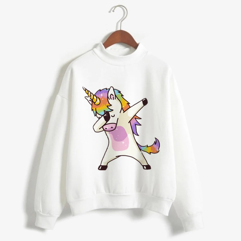 

Womens Hide The Face Unicorn Print Long Sleeve O Neck Hoodie Sweatshirt Kawaii Unicornio Jumper Pullover Tops White Adies Coat