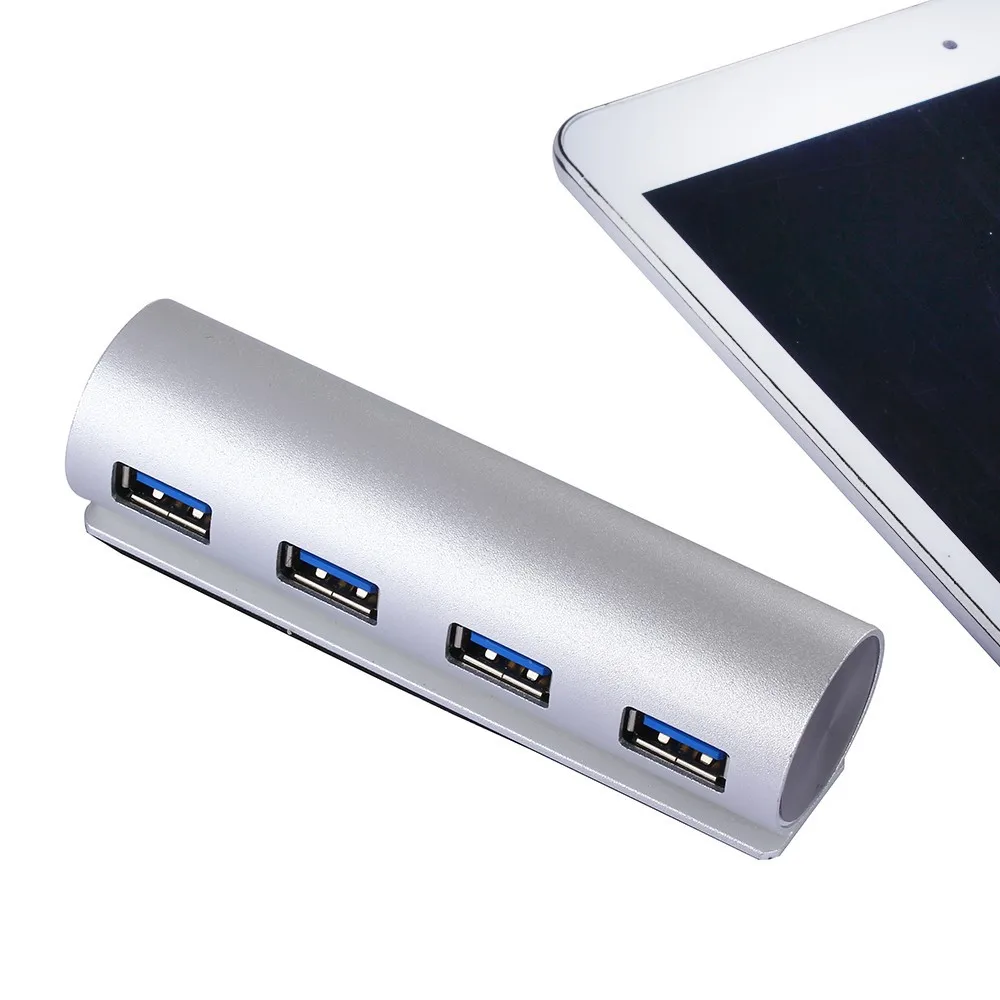 LED Aluminum 4-Ports USB 3.0 HUD Bus-power for iMac Macbook Pro Air Mini Laptop Notebook Desktop PC with DC Port for Extra Power
