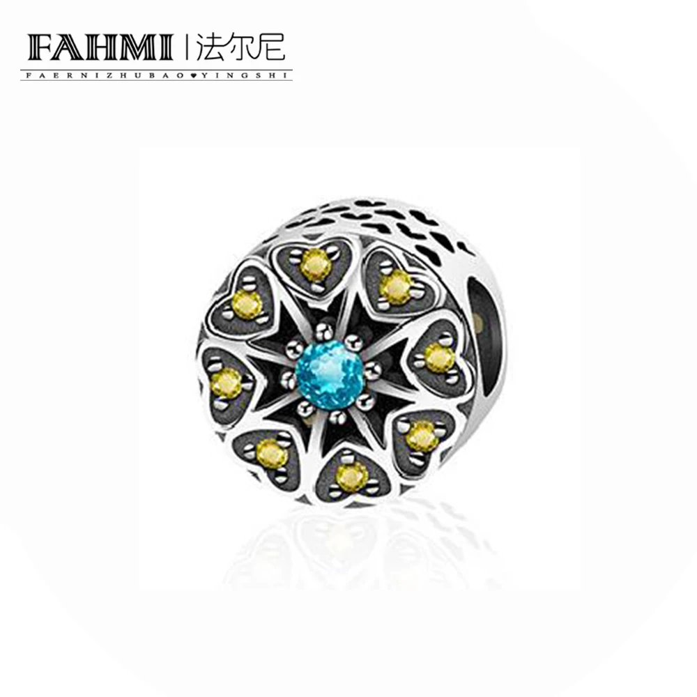 

FAHMI 100% 925 Sterling Silver Original Sunset At Duck Gem Charm Beaded Women Fashion Jewelry Natural Glittering Gemstone