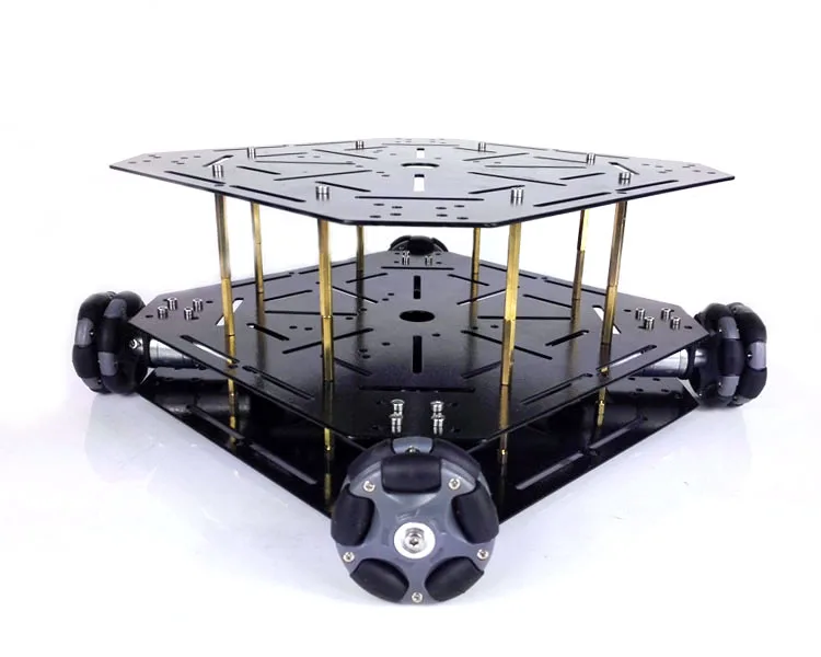 

MT200 4WD Omni Wheels Robot Car Chassis, Stainsteel Frame .Big Power Motor .For DIY Toy Car.Owi Robot Competition