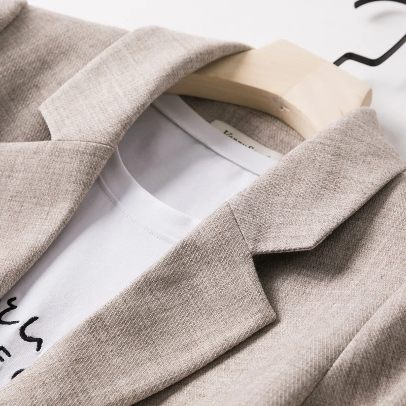 Shuchan Women Blazers Feminino Long Jackets Women Notched Single Button Solid Bleizer Mujer 2019 Office Lady jacket women autumn