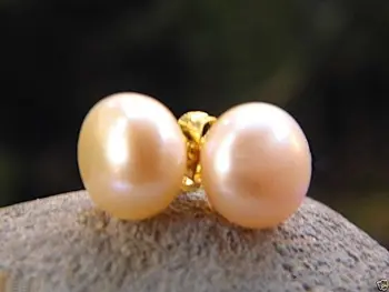 

free shipping AAA 10-11MM AUSTRALIA SOUTH SEA PINK PEARL EARRING 14k/20