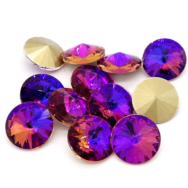 

new purple ELEMENTS Crystal glass Rivoli loose Beads jewelry making 10mm12mm14mm16mm18mm