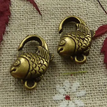 

90 pieces bronze plated fish lobster clasps 20x15mm #1330