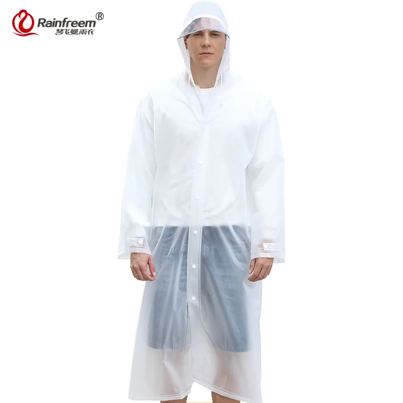 

Rainfreem 2017 New Arrival Light Weight Raincoat Women/Men Impermeable Plastic Transparent Rain Coat 7 Colors Rain Gear Poncho