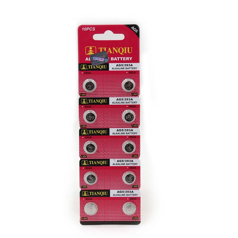 

10pcs/card ag5 battery 1.55V Alkaline Battery LR754 393 SR754 193 546 RW28 button cell batteries