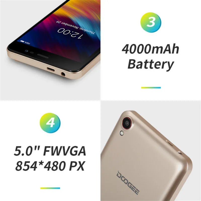 Doogee X100 Android 8 1 мобильный телефон 4200 мАч экран 0 5 дюйма 4 ядра смартфон Гб