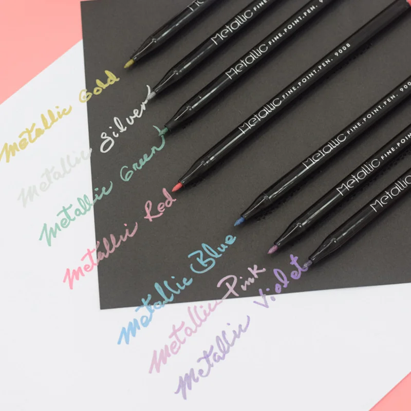 

8 pcs Metallic color marker pen set Fine point pens for Calligraphy Painting design Drawing art School Student supplies A6653