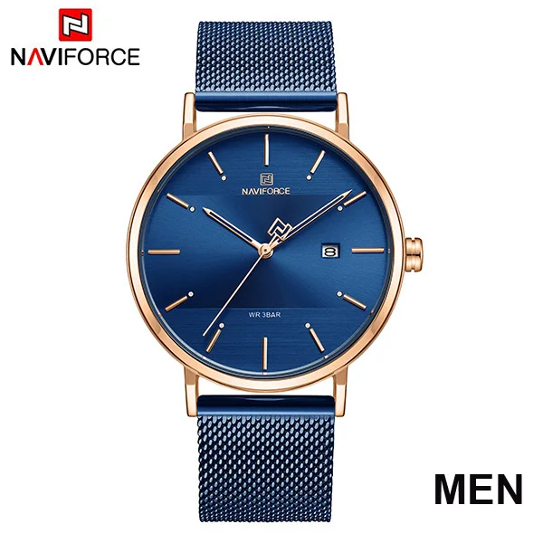 Пара часы naviforce мужские часы простые Роскошные Кварцевые наручные часы женские часы для мужской и женский, водонепроницаемый для влюбленных тонкие часы - Цвет: Blue Male